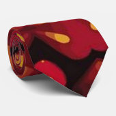Cravate Bagues d'or sur mandala rouge (Roulé)