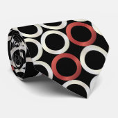 Cravate Bagues Mod/ perle + rouge sur fond noir (Roulé)