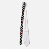 Cravate Bagues Mod/ perle + rouge sur fond noir (Dos)