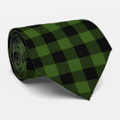 Cravate Baguette Plaid de Buffalo Vert et Noir (Roulé)