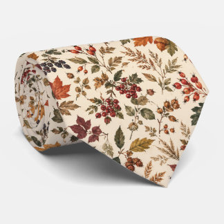 Cravate Baies d'automne vintage feuilles de chêne botaniqu