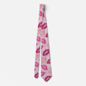 Cravate Baiser de rouge à lèvres rose motif sans couture (Dos)