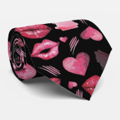 Cravate Baisers Et Coeurs Motif Aquarelle (Roulé)