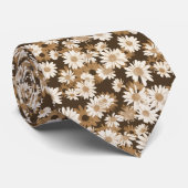 Cravate Baisson blanc sur motif Brown (Roulé)