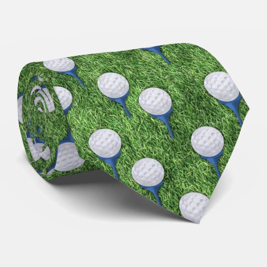 Cravate Bal de golf et Motif Tee - shirt avec herbe (Roulé)