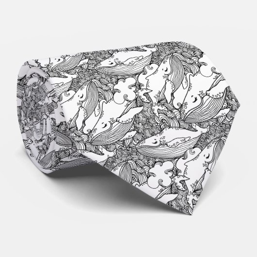Cravate Baleine à bosse noire et blanche (Roulé)