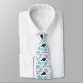 Cravate Baleines En Bleu Rose Marine (Attaché)