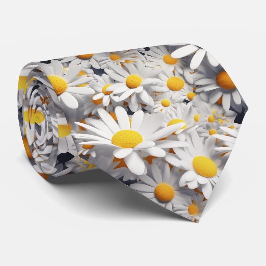 Cravate Balises 3d blanc et jaune (Roulé)