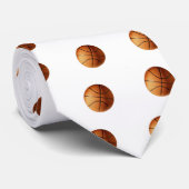 Cravate Balles de basket orange sur fond orange, (Roulé)