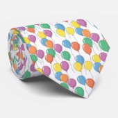 Cravate Ballons Colorés Fond Blanc (Roulé)