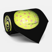 Cravate Ballons De Golf Jaune Sur Noir, (Roulé)