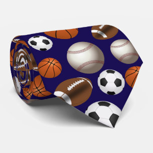 Cravate Ballons de Sport Football Futbol Noir et Blanc Or