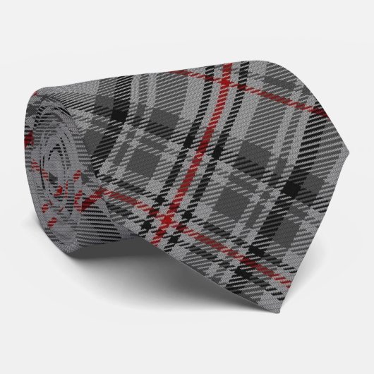 Cravate Balmoral Tartan Grey Black Red Royal Jubilé (Roulé)