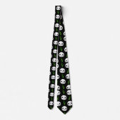 Cravate Bambou Motif Kawaii Panda En Blanc Noir (Dos)