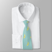 Cravate Banane jaune tirant bleu motif (Attaché)