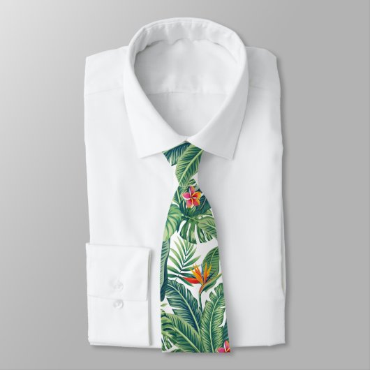 Cravate Banane tropicale Monstera Palm Feuilles & Fleurs (Attaché)