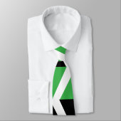 Cravate Bande de Chevron Vert Noir (Attaché)