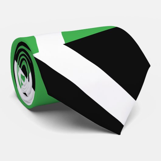 Cravate Bande de Chevron Vert Noir (Roulé)