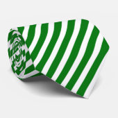 Cravate Bande de Sucre de canne diagonale verte et blanche (Roulé)