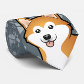 Cravate Bande dessinée Akita Inu/Shiba Inu (Roulé)