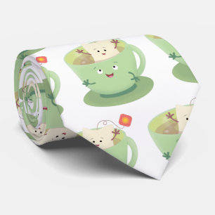 Cravate Bande dessinée de la tasse de thé mignonne humour 
