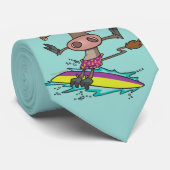 Cravate bande dessinée de vaches surfeuses (Roulé)