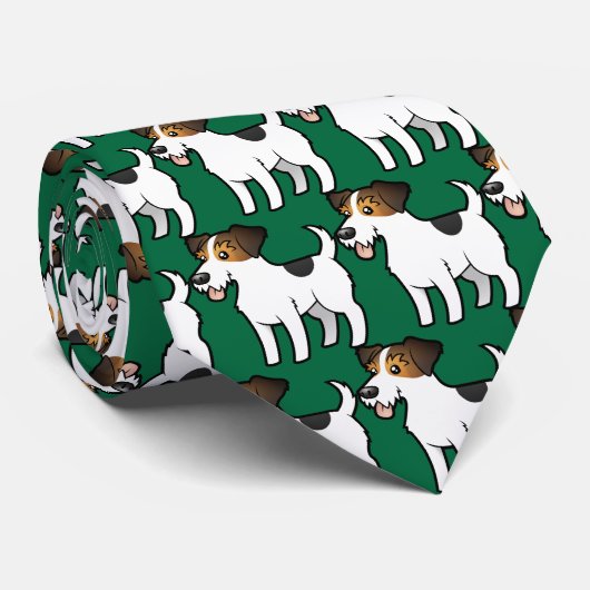 Cravate Bande dessinée Jack Russell Terrier (Roulé)