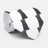 Cravate Bande dessinée noire de chien de Terrier de Russe (Roulé)