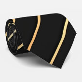 Cravate Bande diagonale or unique sur noir (Roulé)