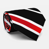 Cravate Bande diagonale simple rouge blanc et noire (Roulé)