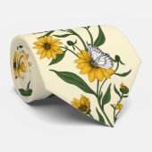 Cravate Bande florale Sunroot sur blanc cassé (Roulé)