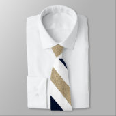 Cravate Bande marine / Beige / Livre blanc (Attaché)