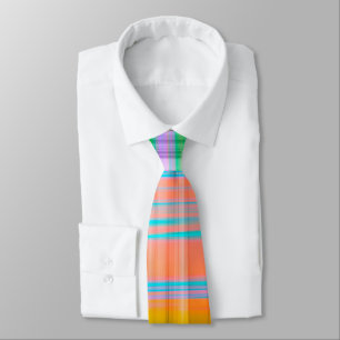 Cravate Bande Plaid Colorée