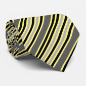 Cravate Bande stripes gris jaune gray grey yellow (Roulé)