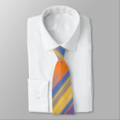 Cravate Bandes abstraites orange jaune bleu (Attaché)
