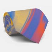 Cravate Bandes abstraites orange jaune bleu (Roulé)