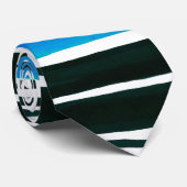 Cravate Bandes bleues noires, blanches et méditerranéennes (Roulé)