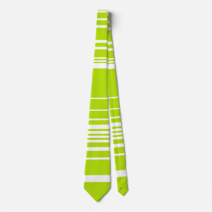 Cravate Bandes complexes en vert citron et blanc