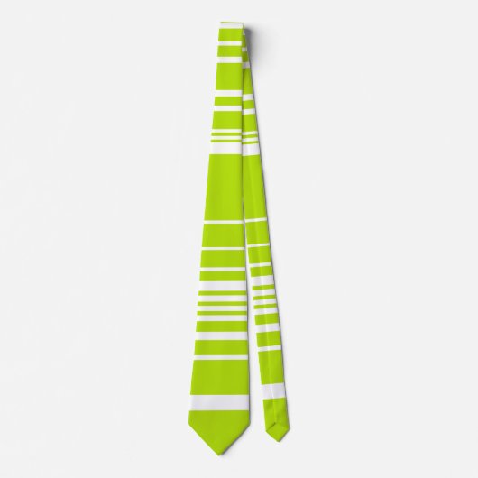 Cravate Bandes complexes en vert citron et blanc (Devant)