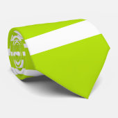 Cravate Bandes complexes en vert citron et blanc (Roulé)