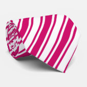 Cravate Bandes de bonbons cerises et blanches (Roulé)