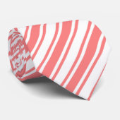 Cravate Bandes de bonbons corail et blanc (Roulé)
