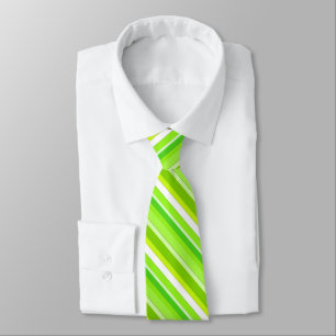 Cravate Bandes de bonbons en couches - vert citron et blan