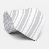 Cravate Bandes de bonbons gris clair et blanc (Roulé)