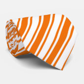 Cravate Bandes de bonbons orange et blanc (Roulé)