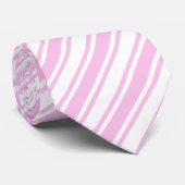Cravate Bandes de bonbons rose clair et blanc (Roulé)