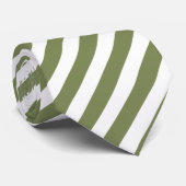 Cravate Bandes de bonbons vert olive et blanc (Roulé)