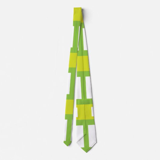 Cravate Bandes de couleur blanc vert citron (Dos)