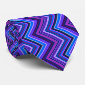 Cravate Bandes de zigzag bleu et violet (Roulé)