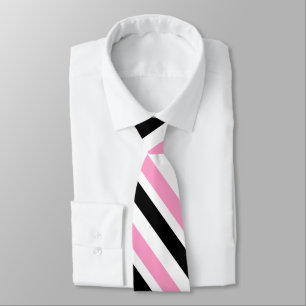 Cravate Bandes diagonales blanches roses